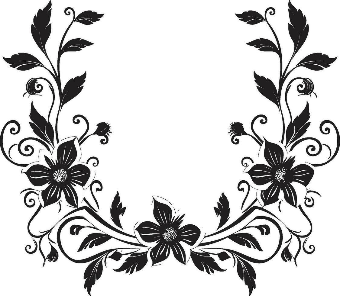 Intricate Corner Embellishments Black Logo Icon Stylish Corner Detailing Decorative Black Vector