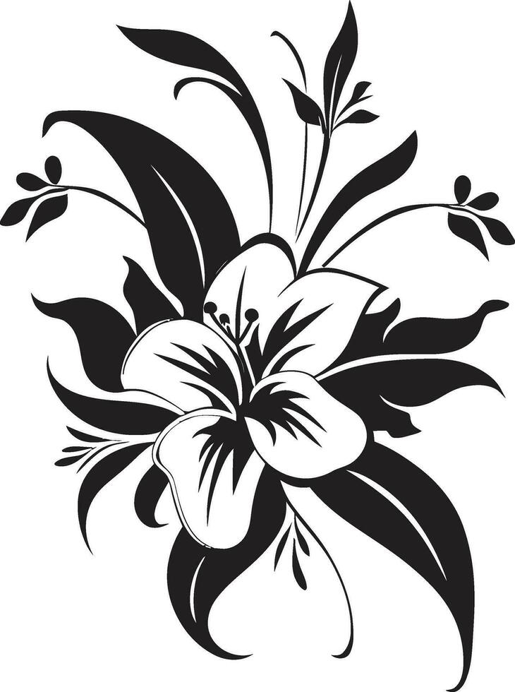 noir pétalo ensueño negro vector floral íconos Clásico entintado jardín crónicas mano dibujado florales