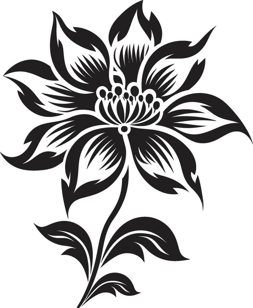 Sophisticated Flower Essence Single Black Emblem Abstract Floral Minimalism Black Vector Design