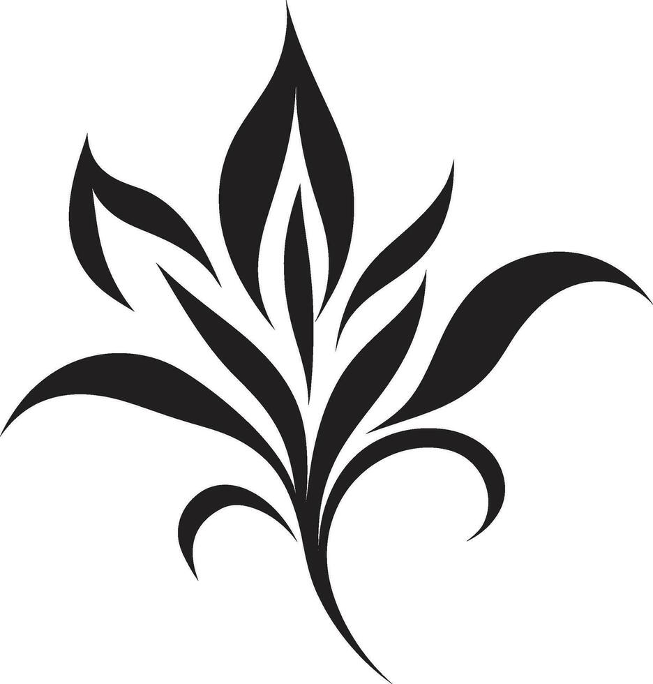 Abstract Petal Design Sleek Black Vector Icon Minimalist Blossom Sketch Artistic Logo Element
