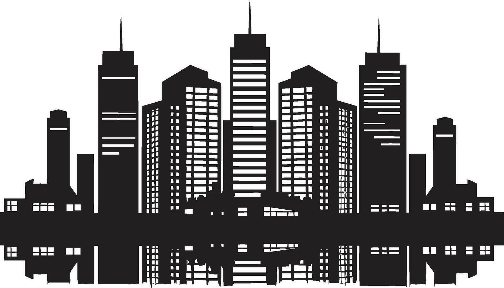 Cityline Dreamscape Multifloor Urban Vector Icon Downtown Skylinescape Multifloor City Building Vector Emblem