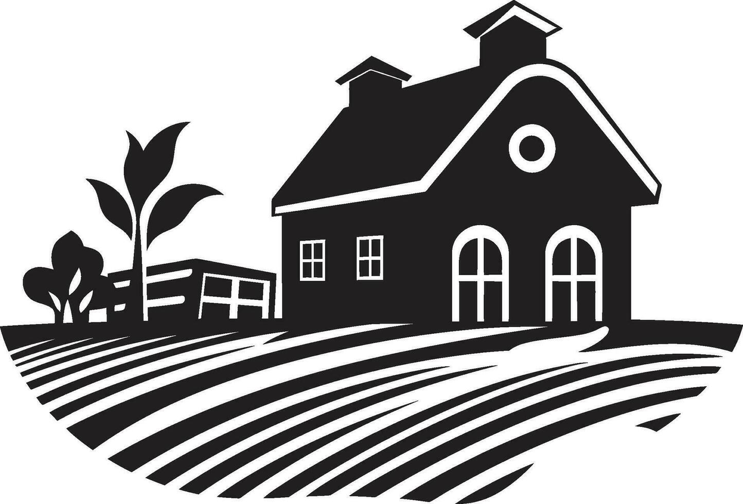 Harvest Oasis Residence Farmhouse Vector Icon Design Countryside Dwelling Mark Farmers House Vector Emblem