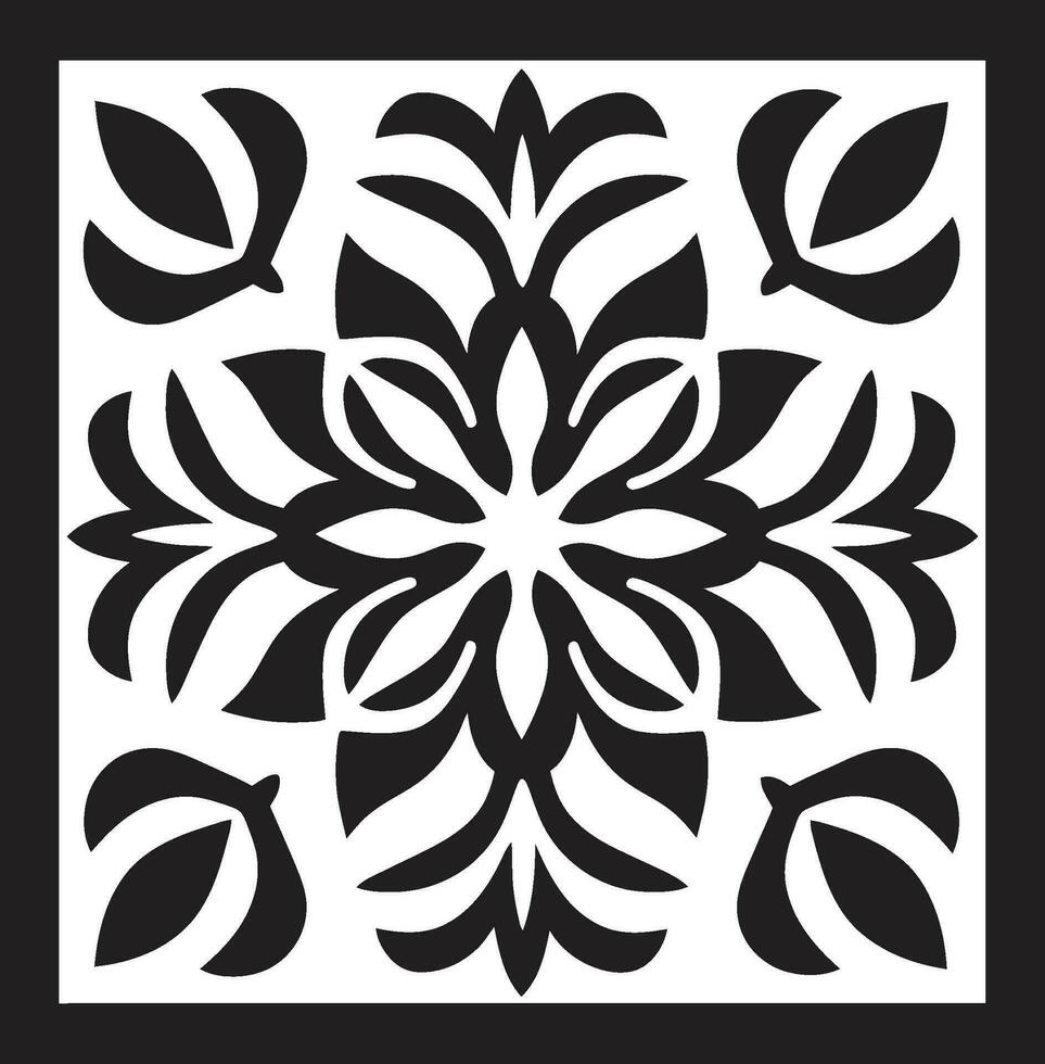 Abstract Petal Patterns Black Floral Icon Tiled Garden Geometric Floral Tile Pattern vector