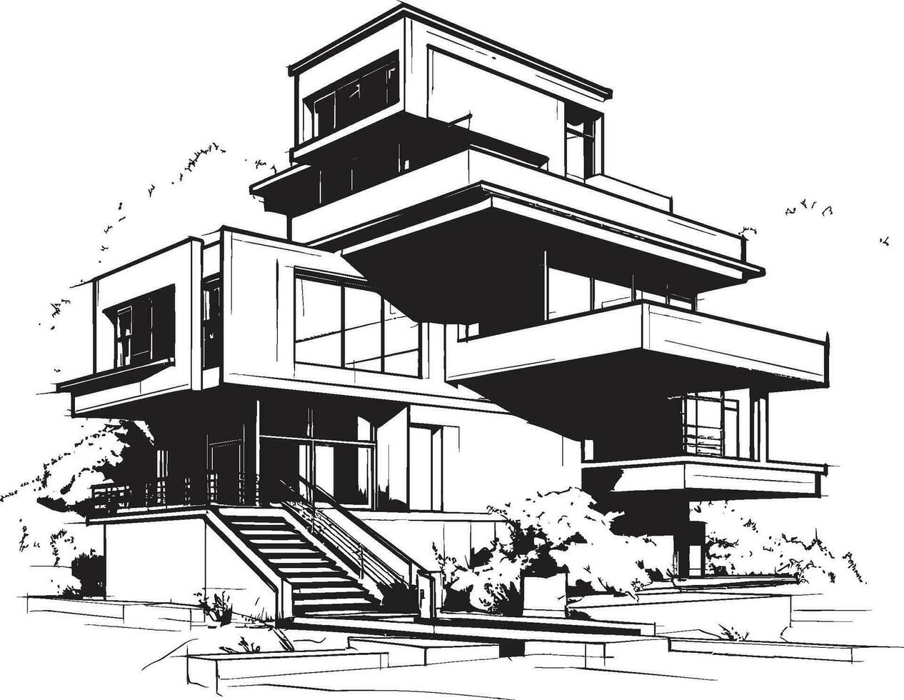 triple apéndice morada icónico simbolismo en vectorizado elegancia tri simetría alturas emblemático vector de residencial grandeza