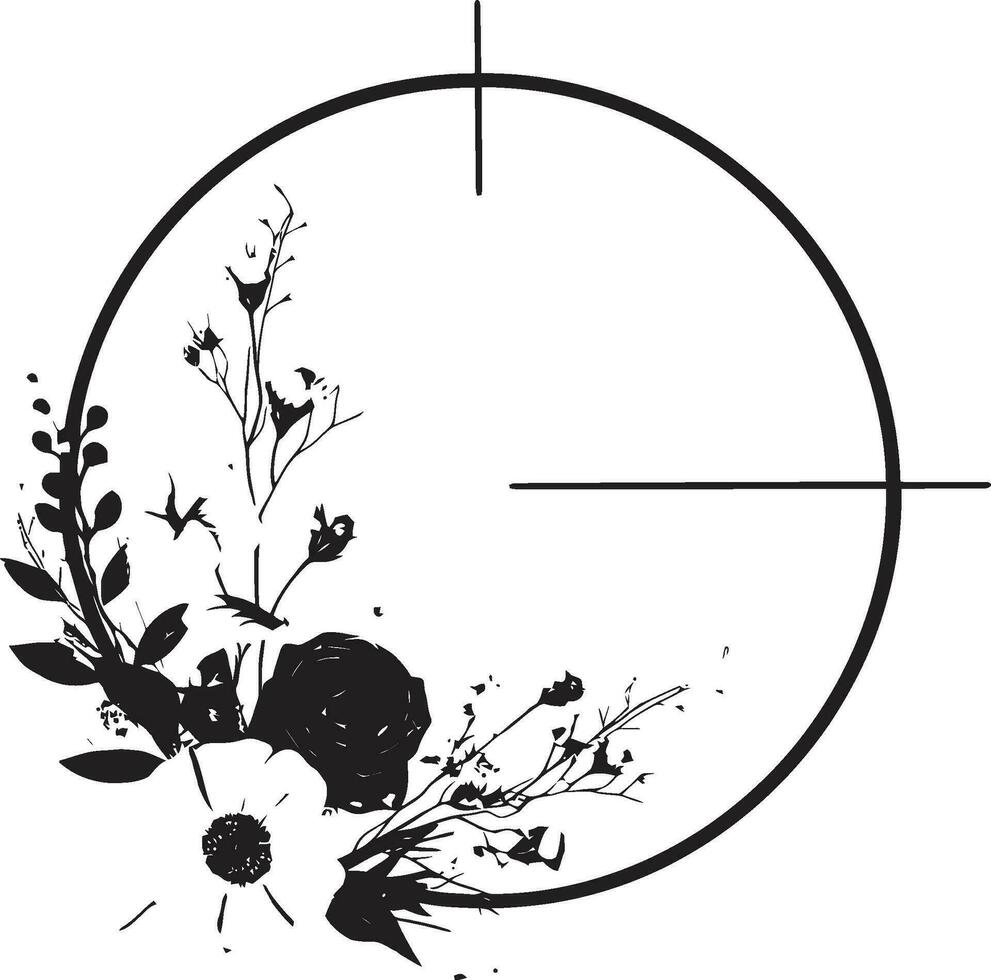 Sleek Floral Abstraction Hand Drawn Iconic Emblem Whimsical Botanical Essence Black Minimalist Logo vector