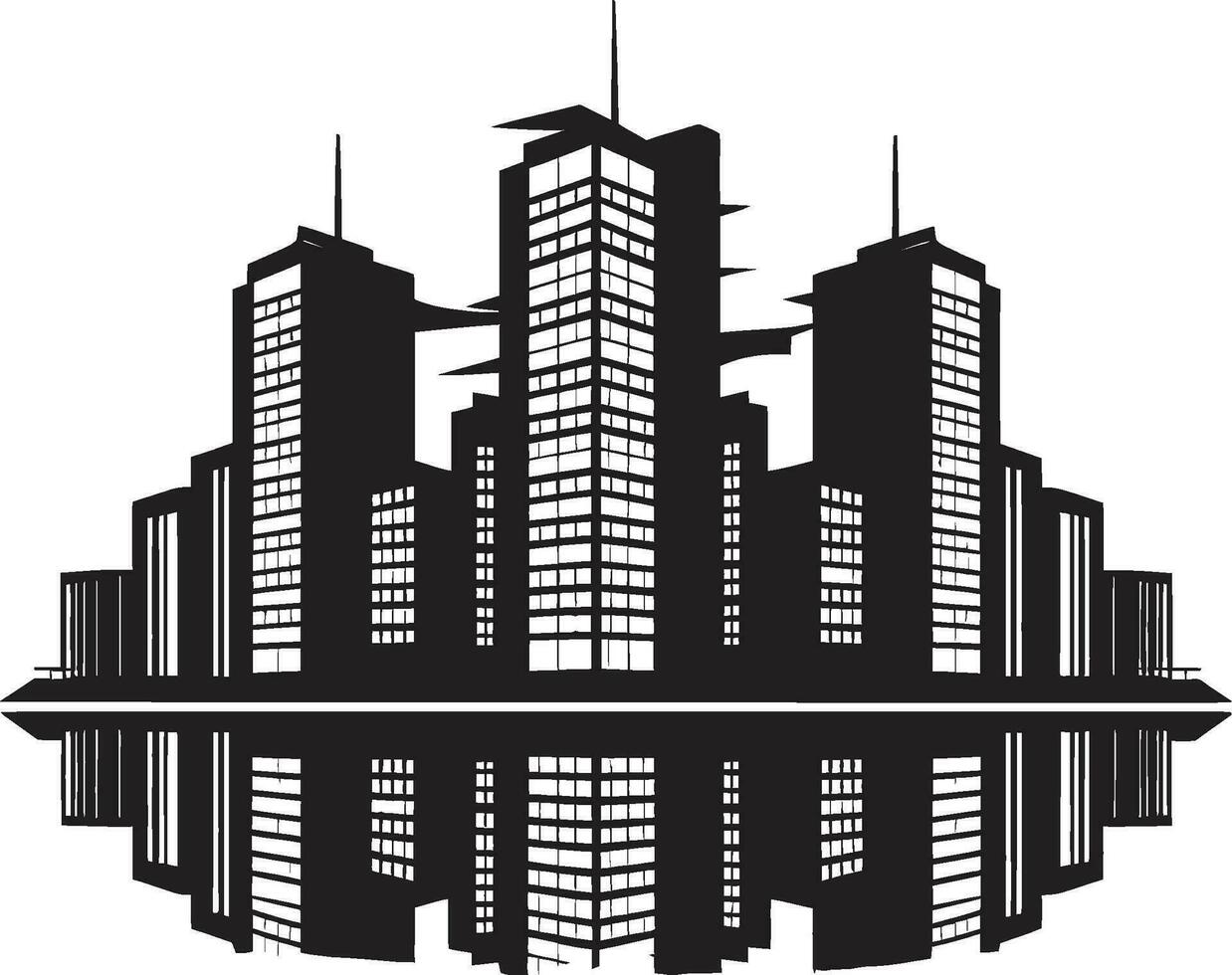 Urban Towerlines Multifloor Cityscape Vector Design Cityline Symphony Multifloor City Building Vector Icon