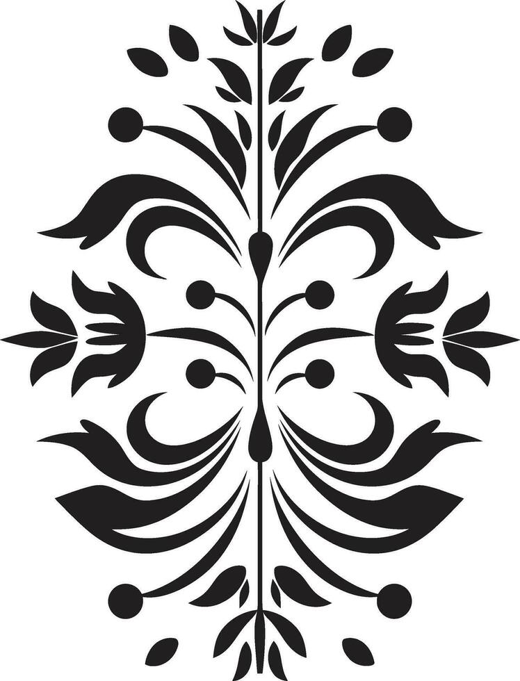 Botanical Symmetry Floral Vector Tile Design Floral Tessellations Black Geometric Icon