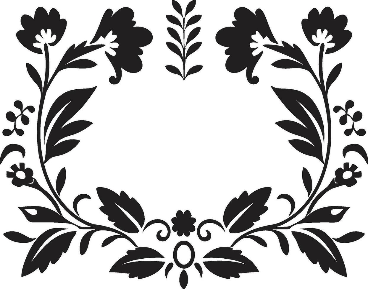 Floral Mosaic Vector Logo with Black Tiles Structured Blooms Geometric Floral Design