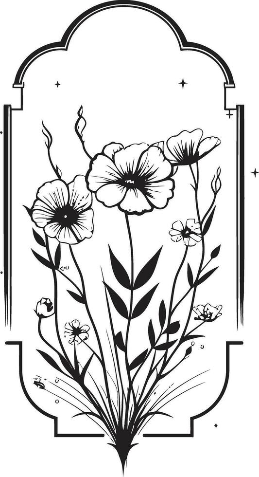 limpiar vector pétalo bosquejo icónico mano dibujado emblema elegante minimalista ramo de flores negro vector logo elemento