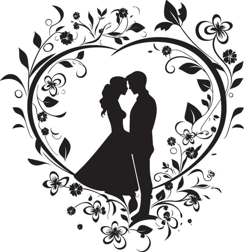 Radiant Romance Bride and Groom Portrait Frame Aesthetic Amour Bride and Groom Decorative Frame vector