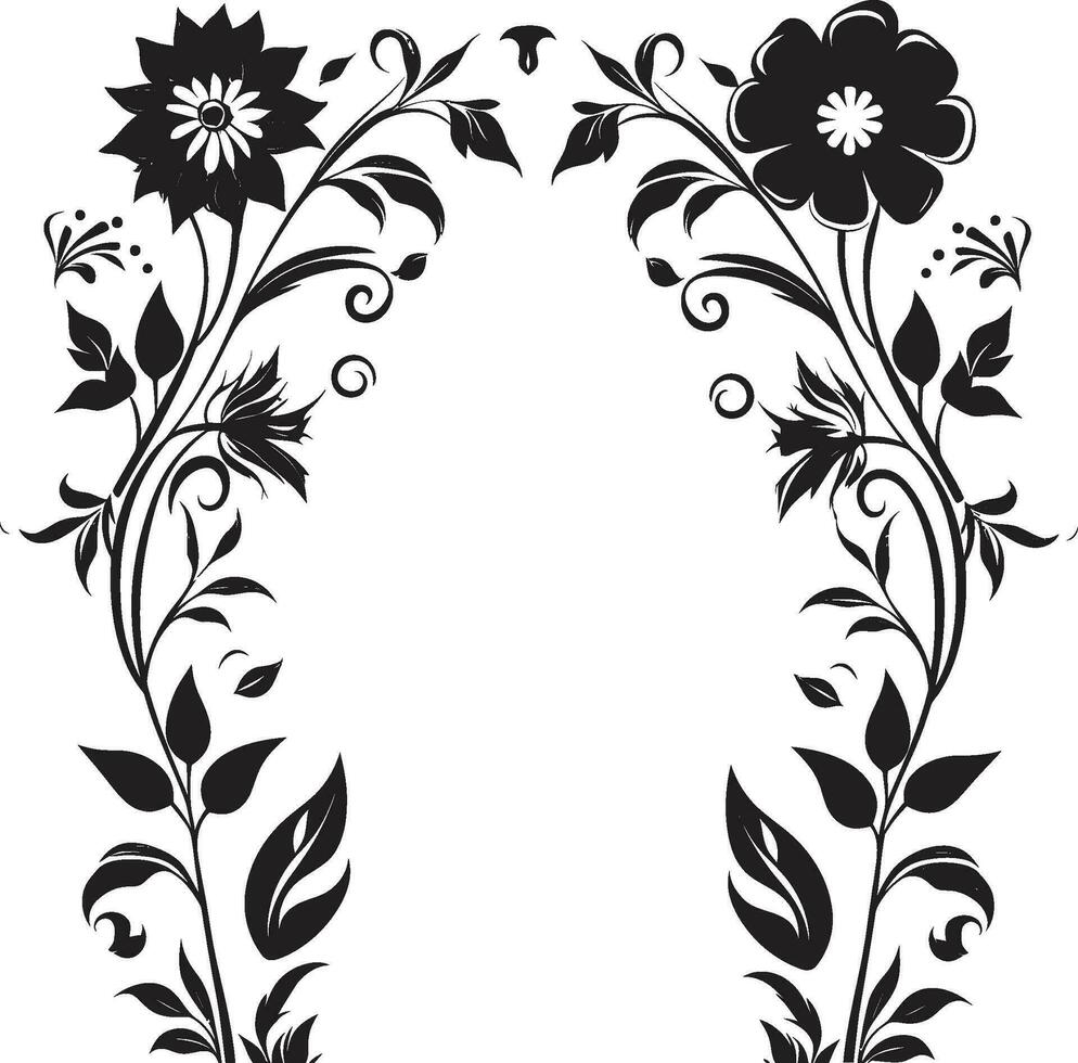 Curvilinear Border Details Decorative Black Logo Whimsical Corner Accents Black Vector Logo