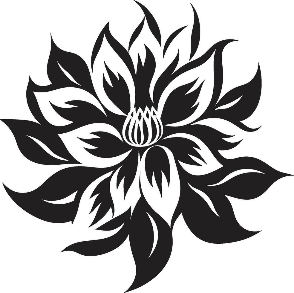 Clean Artistic Whirl Simple Black Vector Whimsical Handcrafted Bloom Black Vector Icon