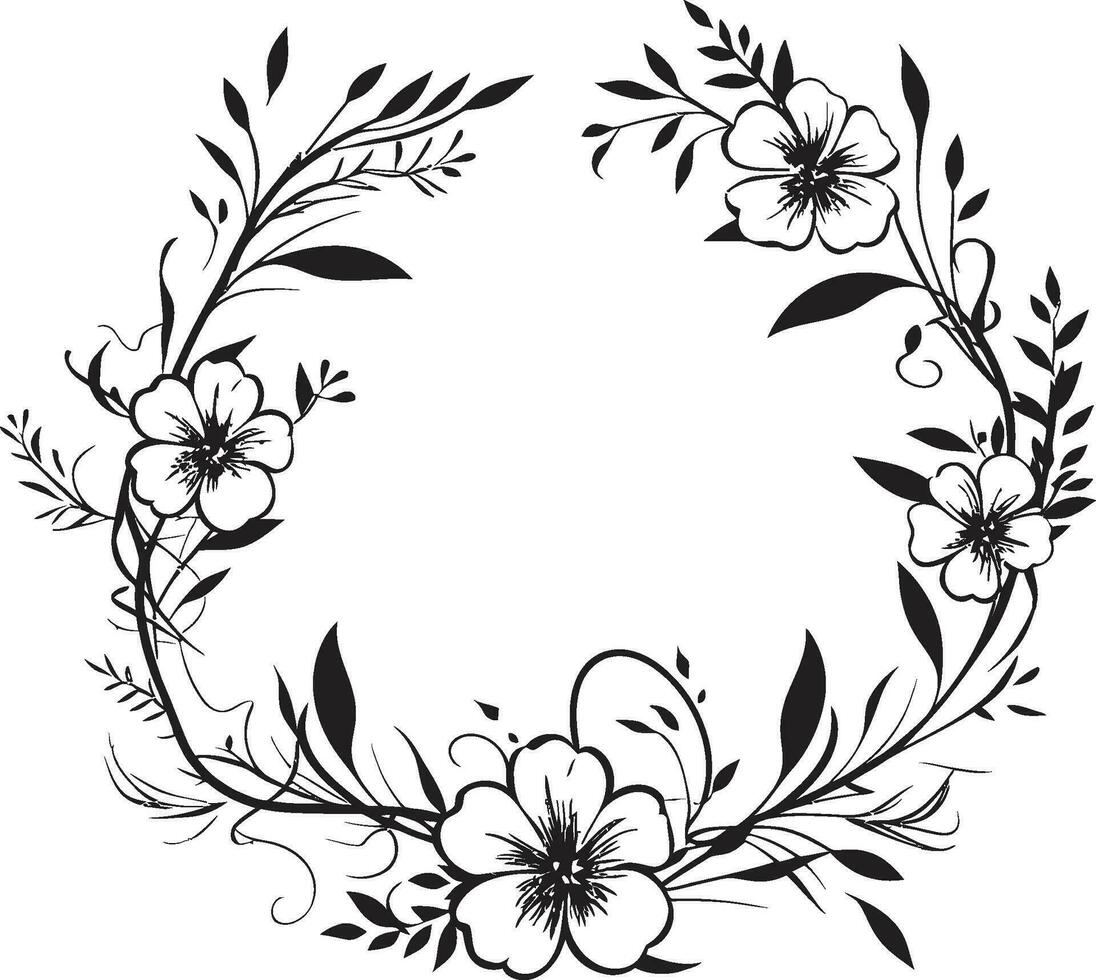 Blossom Waltz Vector Icon with Floral Frame Floral Majesty Black Floral Logo Design