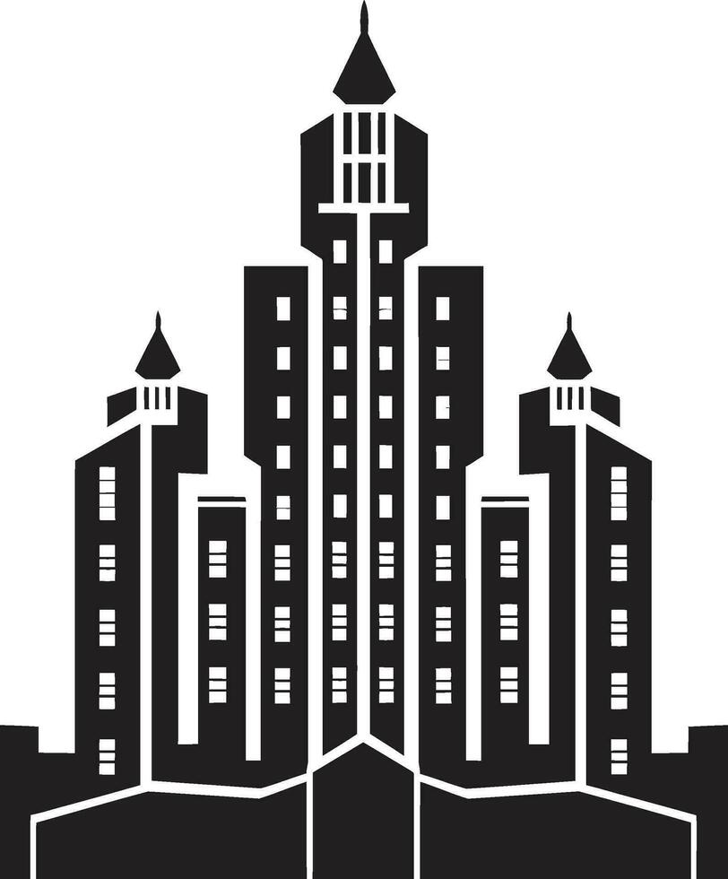 Urban Tapestry Heights Multifloor Building in Vector Emblem Cityline Dreamscape Multifloor Urban Vector Icon