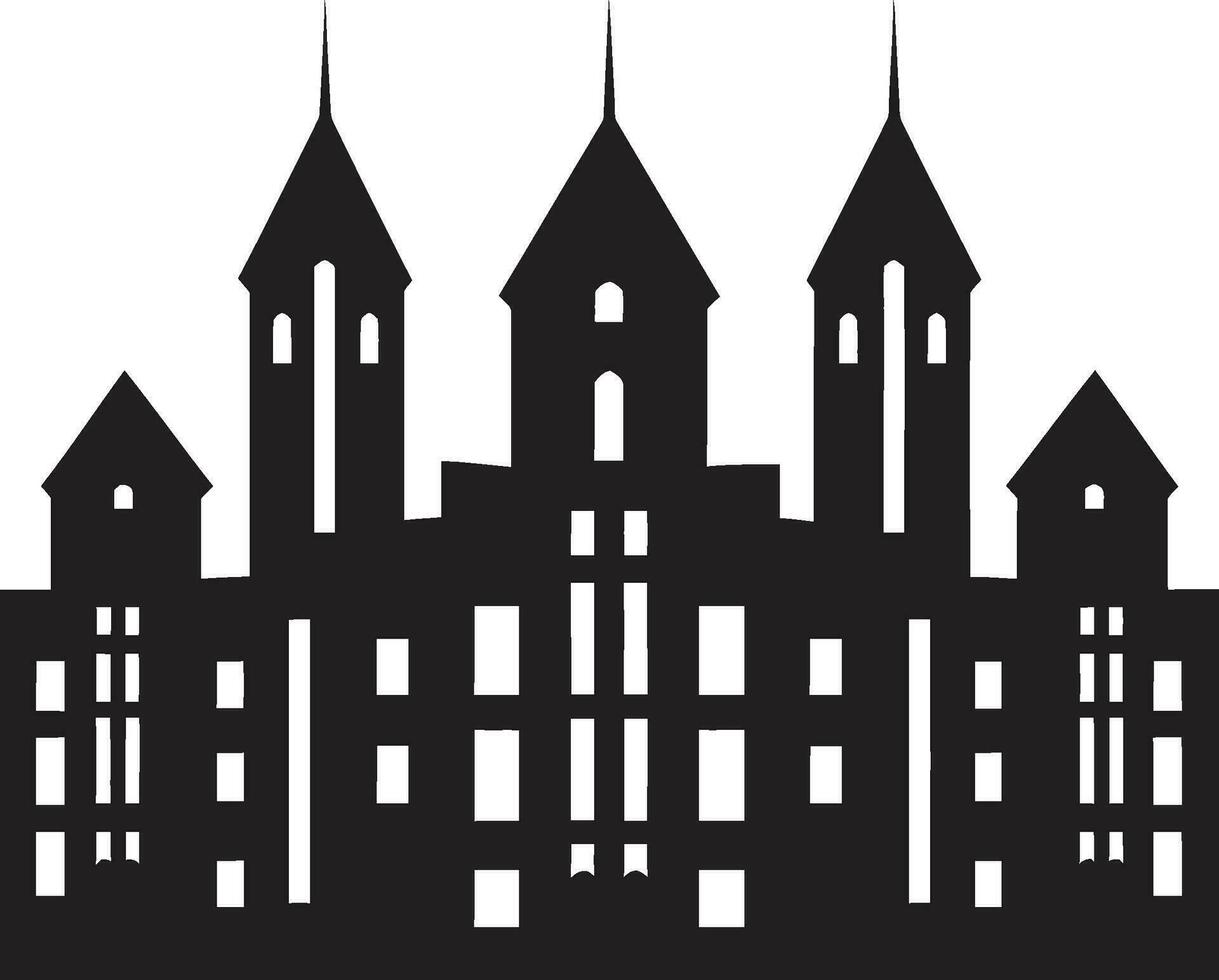Metropolitan Multifloor Impression Cityscape Vector Logo Icon Skyscraper Cityline Blueprint Multifloor Vector Logo Design