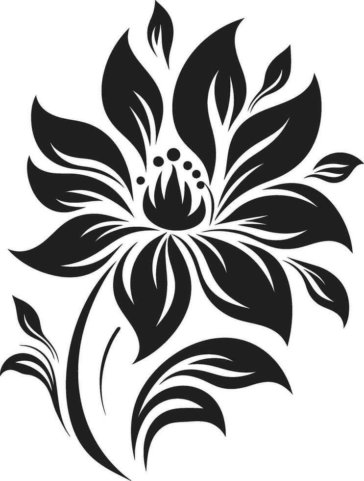 Elegant Botanical Sketch Simple Hand Drawn Icon Graceful Vector Bloom Minimalist Black Design