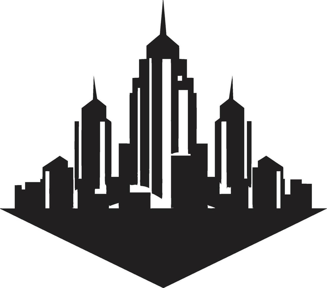 City Vista Skyscraper Sketch Multifloor Building in Vector Icon Metropolitan Multifloor Impression Cityscape Vector Logo Icon