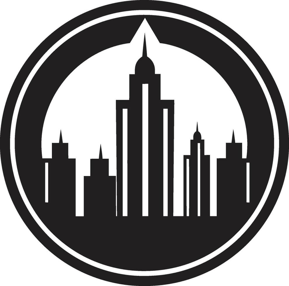 Downtown Multifloor Silhouette Cityscape Vector Icon Design Urban Tower Blueprint Multifloor Building in Vector Logo