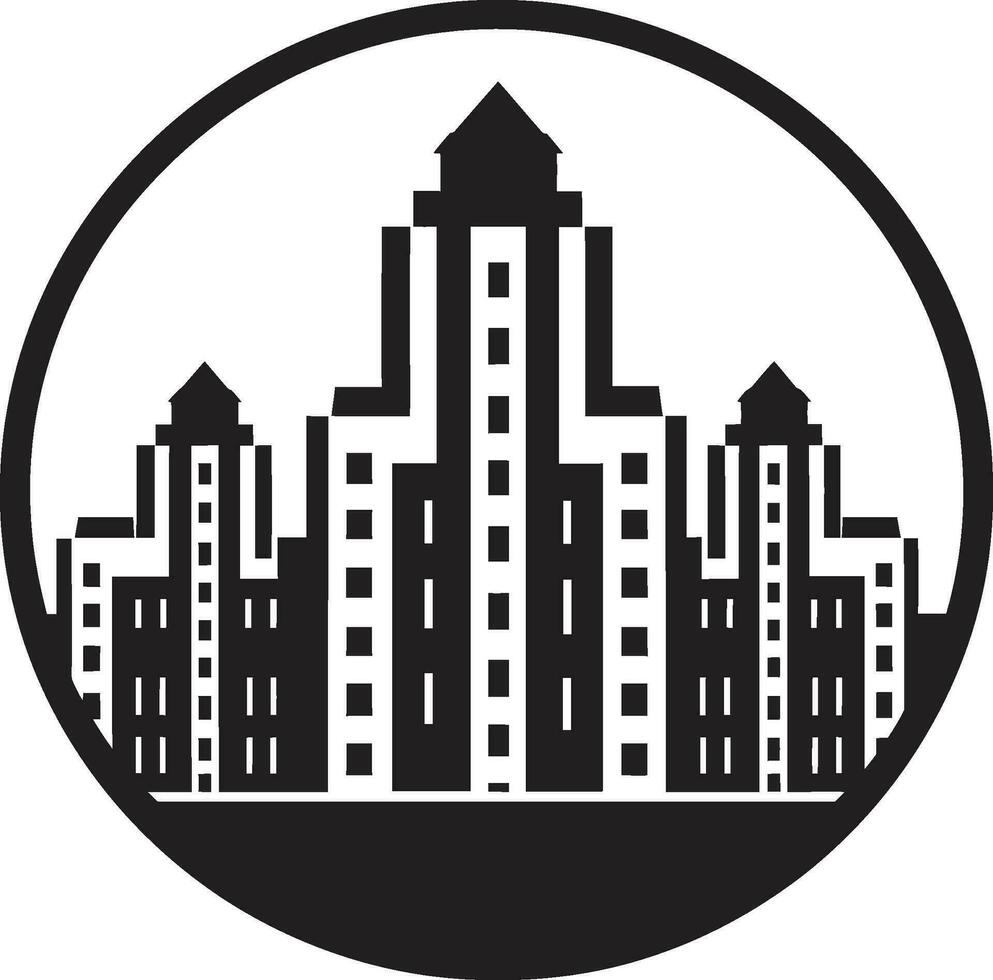 Downtown Tower Silhouette Multifloor Cityscape Vector Logo Cityline Skyscraper Impression Urban Multifloor Vector Logo