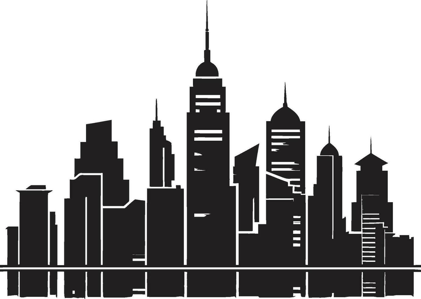 City Vista Silhouettes Multiflore Building in Vector Icon Urban Towerlines Multifloor Cityscape Vector Design