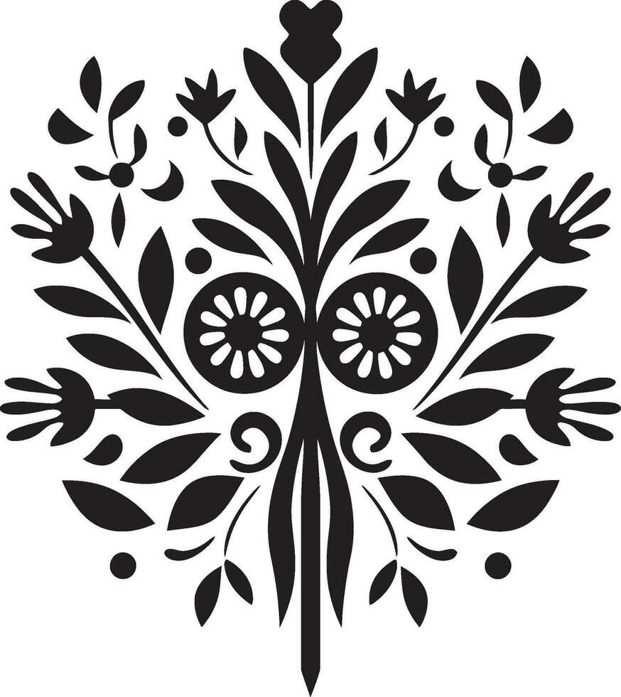 Rooted Charm Decorative Ethnic Floral Logo Folkloric Essence Ethnic Floral Icon Design vector