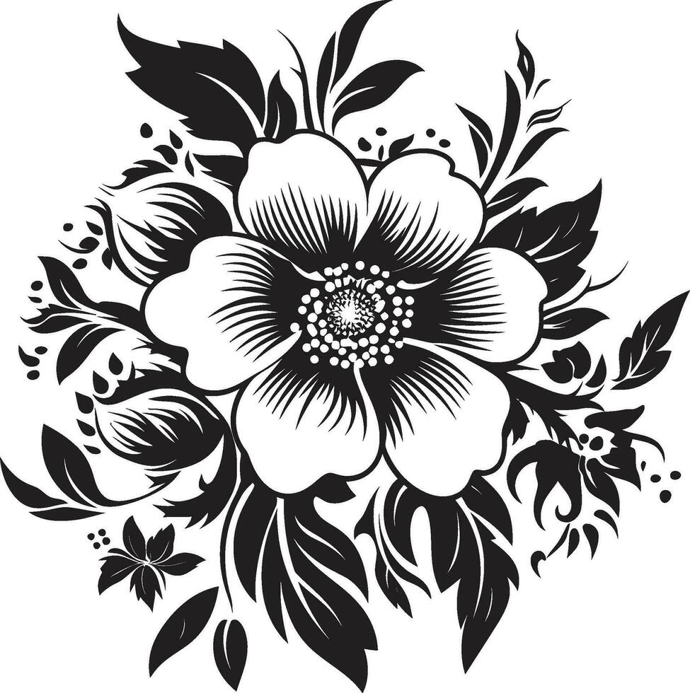 grafito floral motivos negro vector logo adornos noir florecer Destacar invitación tarjeta decorativo íconos