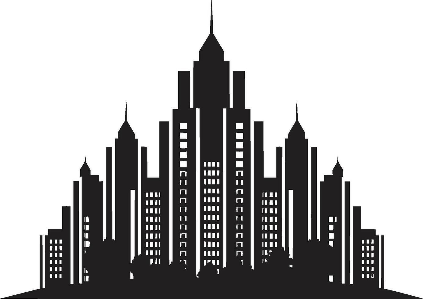 Urban Skylinescape Multifloor Cityscape Vector Logo Cityline Essence Multifloor City Building Vector Icon