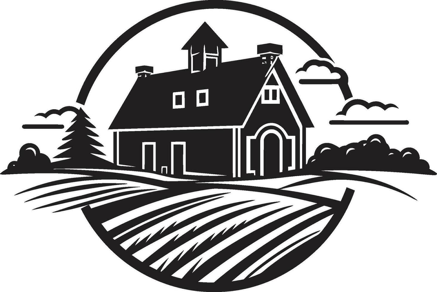 campo vivienda marca agricultores casa de Campo vector emblema agricultores refugio icono casa de Campo diseño vector logo