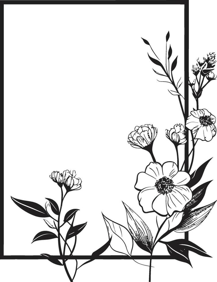 Minimalist Petal Sketch Hand Rendered Vector Emblem Chic Botanical Simplicity Black Iconic Design