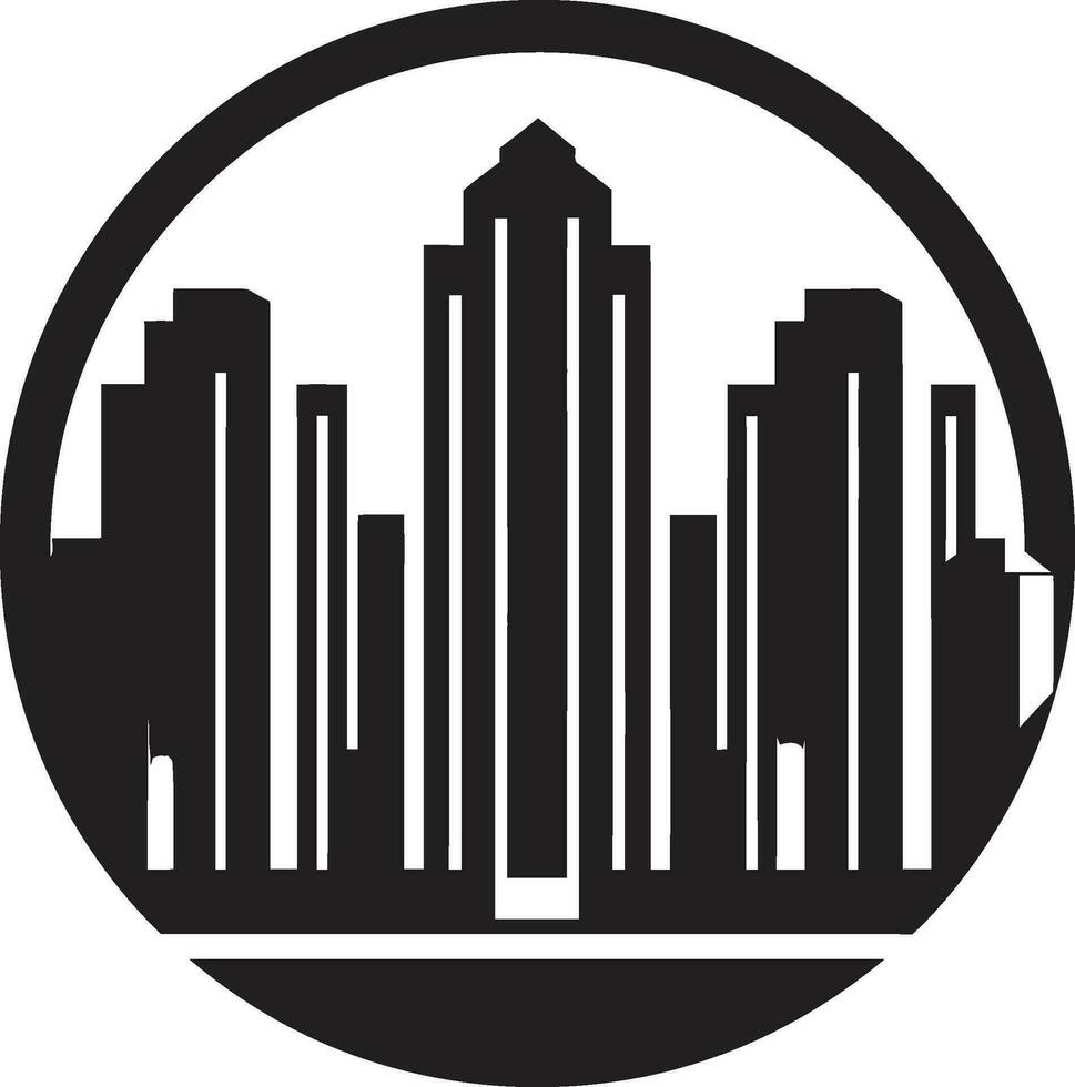 Metropolitan City Impression Multifloor Vector Logo Icon Downtown Tower Silhouette Cityscape Multifloor Vector Icon