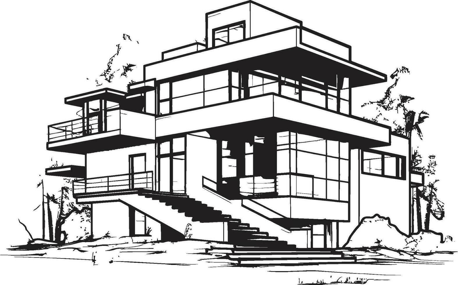 Triplex Majesty Emblematic Vector of Tri Level Opulence Three Story Serenity Icon of Architectural Charm in Vector Art