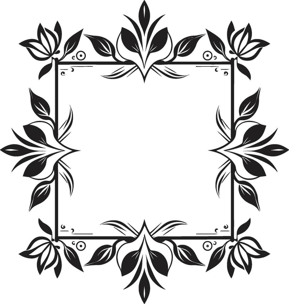 Symmetric Petal Patterns Geometric Floral Icon Botanical Gridwork Black Vector Design