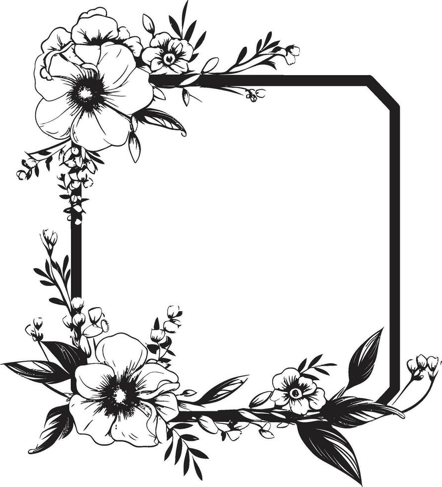Clean Hand Drawn Floral Vines Sleek Iconic Design Whimsical Black Vector Florals Minimal Iconic Logo