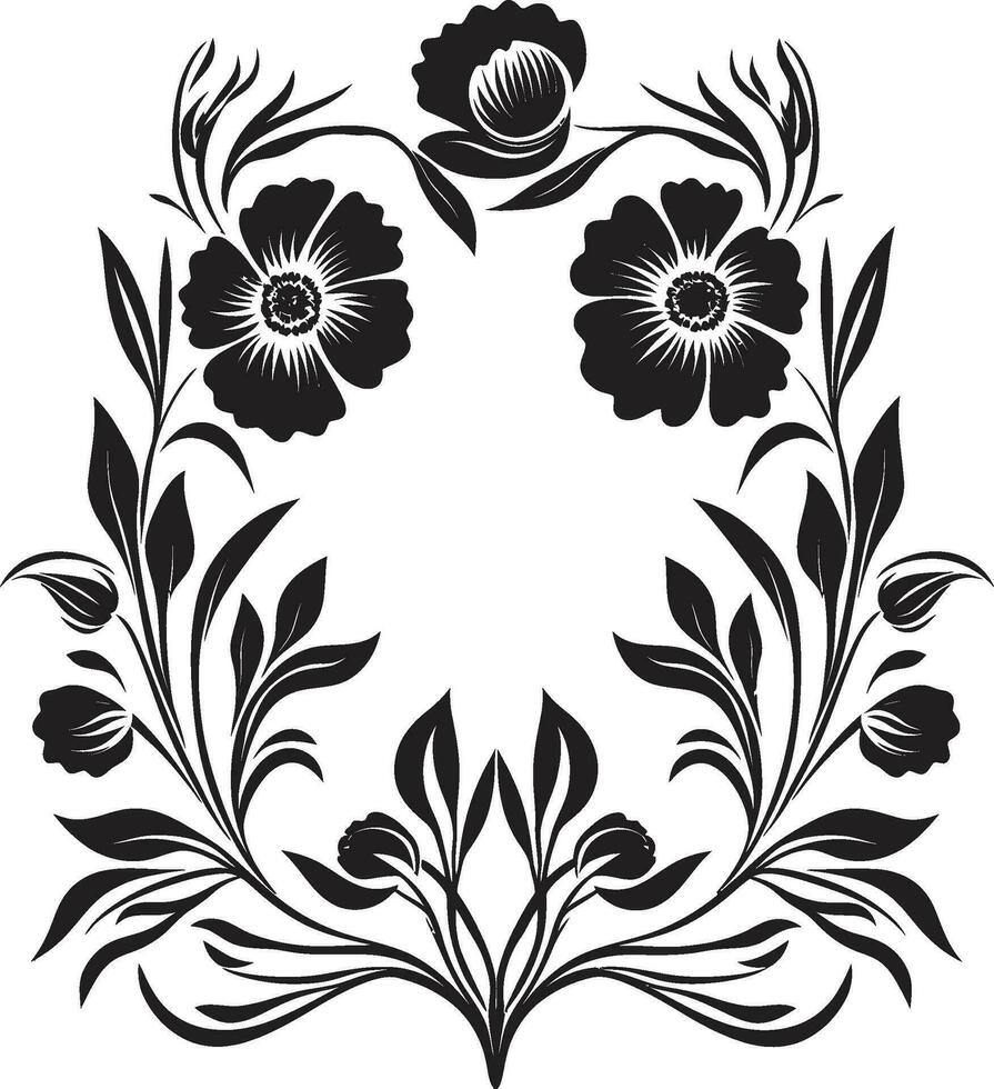 Abstract Petal Array Black Emblem Icon Tessellated Blooms Geometric Vector Pattern