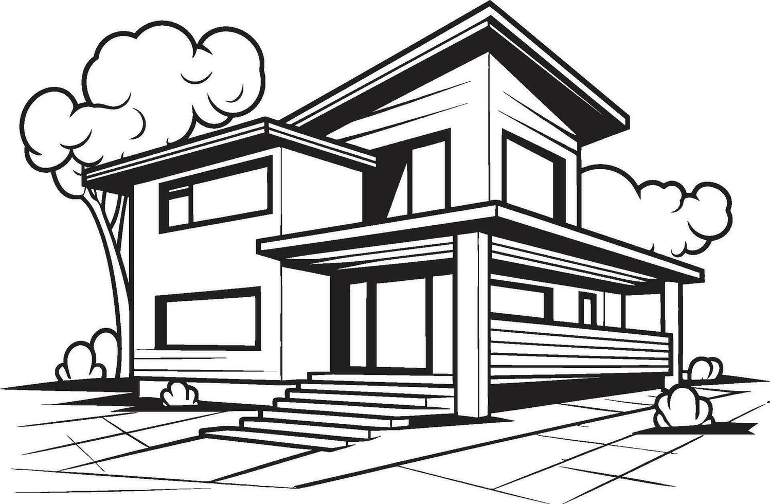 Robust Dwelling Symbol Bold House Sketch in Vector Format Strong Outline Mark Thick House Design in Logo Icon