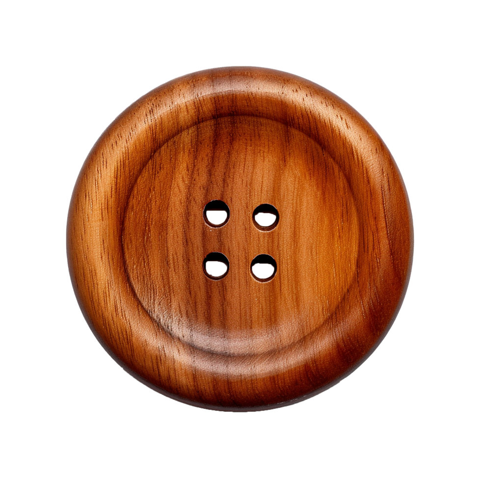 AI generated Round wooden button png isolated on transparent background