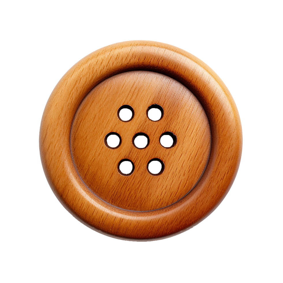 AI generated Round wooden button png isolated on transparent background