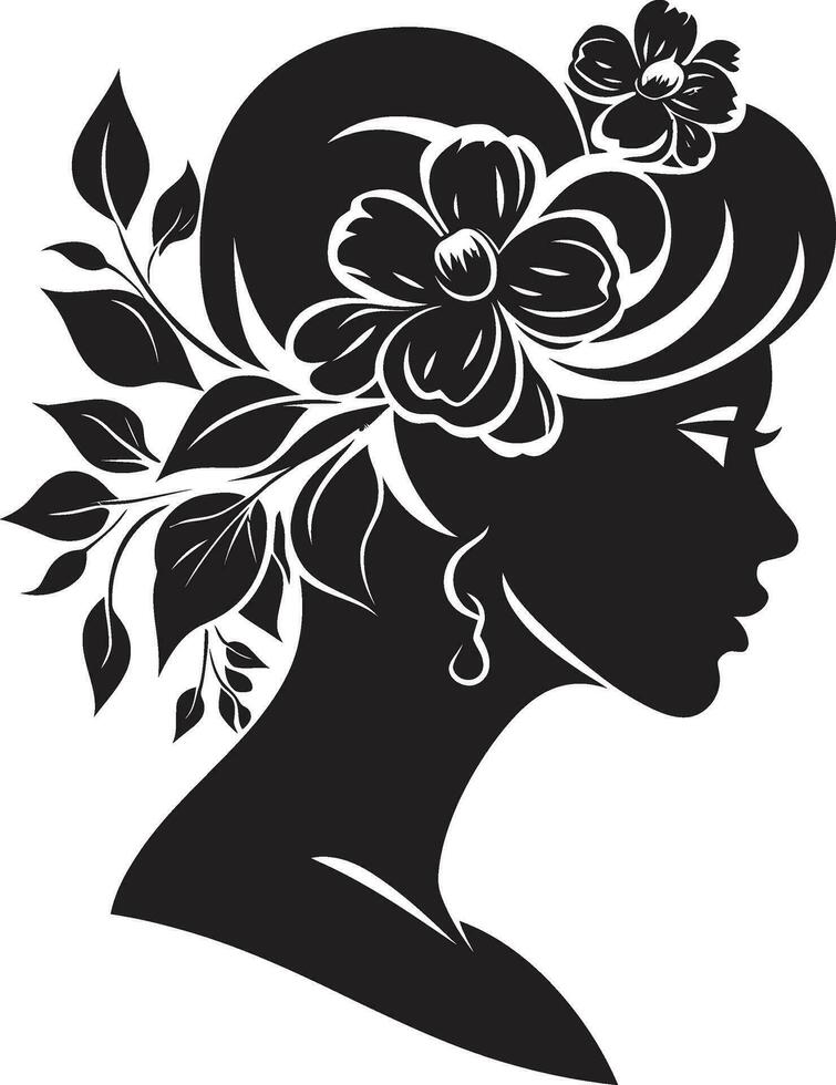 resumen flora fusión negro artístico cara emblema elegante floral musa negro vector mujer emblema