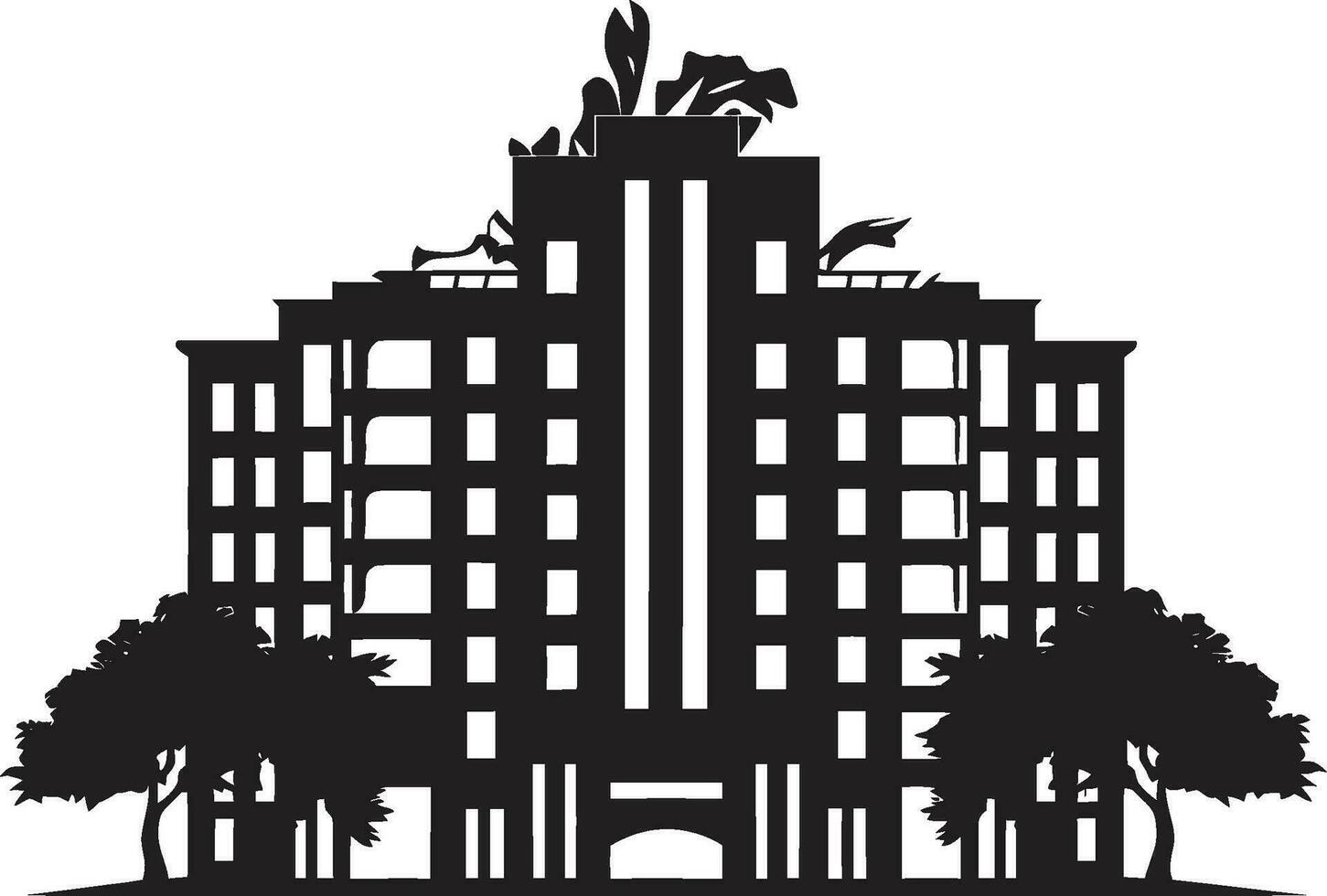 paisaje urbano esencia multifloral edificio vector logo diseño metrópoli líneas de torre multipiso paisaje urbano vector icono