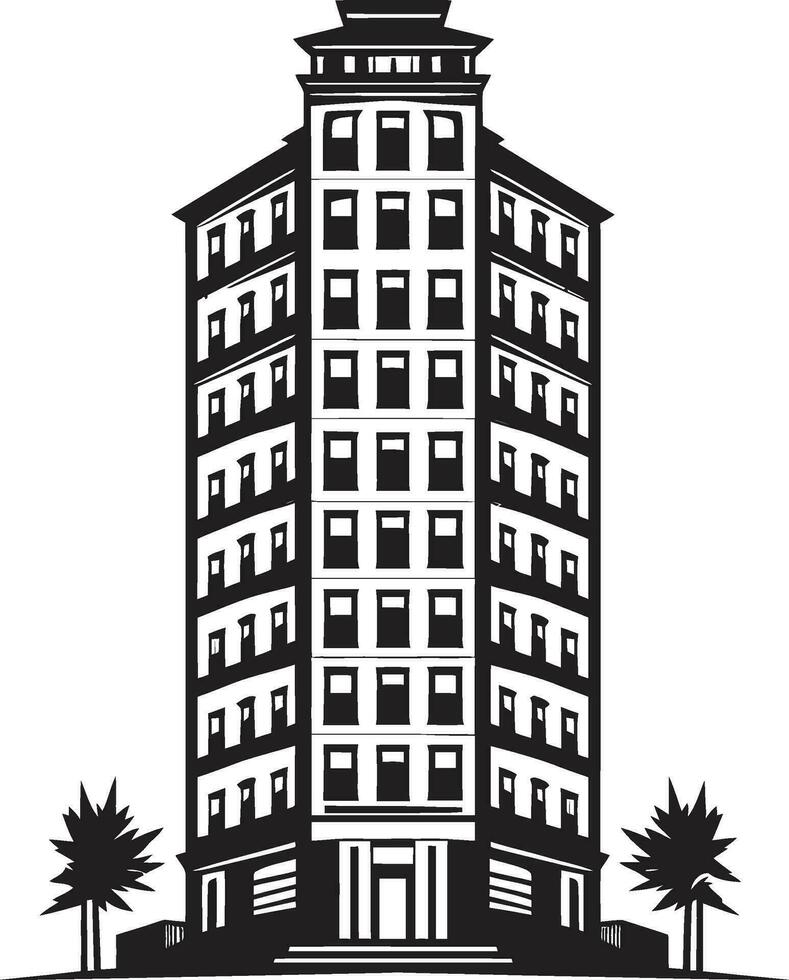 Downtown Essence Matrix Multifloral Skyscraper Vector Logo City Vista Skylines Marvel Multifloor City Building Vector Icon
