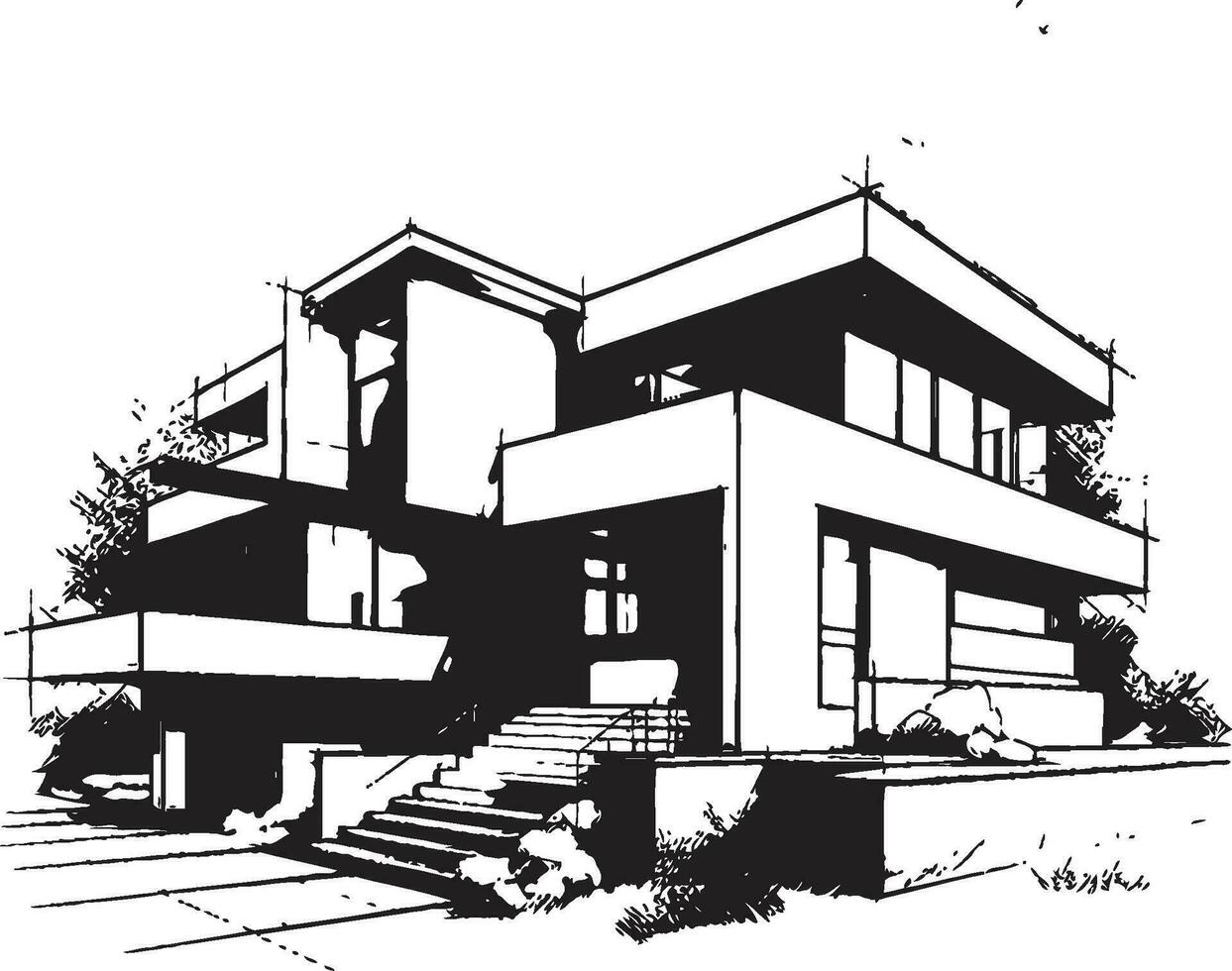 Trifecta Zenith Icon of Tri Level Luxury Living in Vector Art Threefold Majesty Emblem of Architectural Elegance in Vector Design
