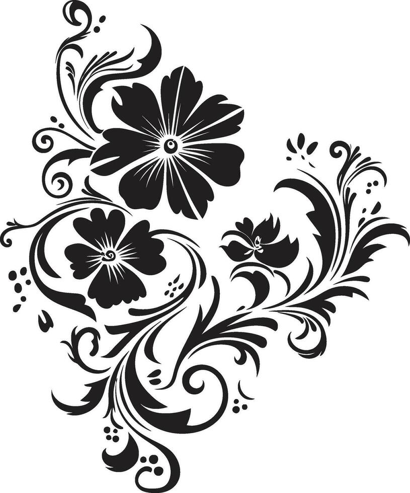 Radiant Handcrafted Vines Iconic Logo Symbol Whimsical Floral Elegance Hand Drawn Vector Icon