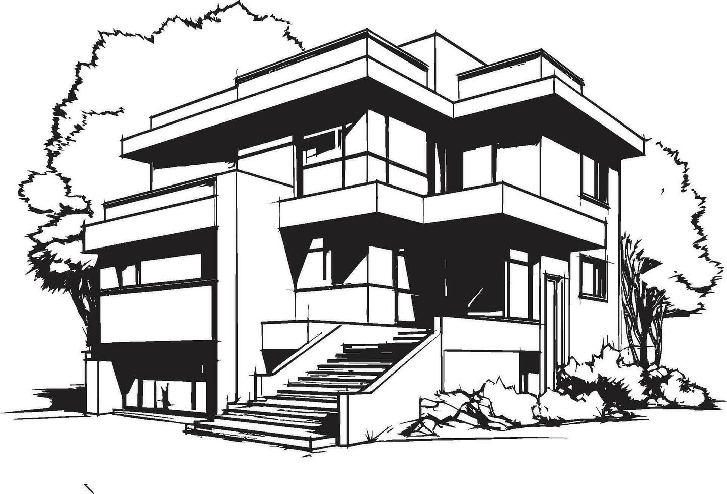 Tri Summit Homestead Symbol of Tri Level Luxury Trifold Apex Iconic Vector of Residential Charm