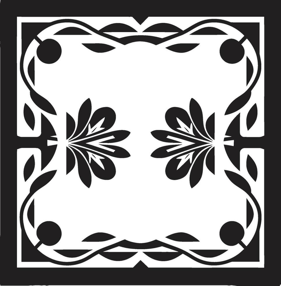 Abstract Garden Vector Tile Pattern Flower Tessellations Black Emblem Design