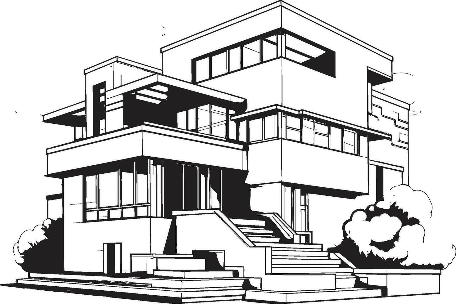 Three Story Serenity Icon of Architectural Opulence in Vector Art Trifold Apex Residency Emblem of Residential Elegance in Vector Design