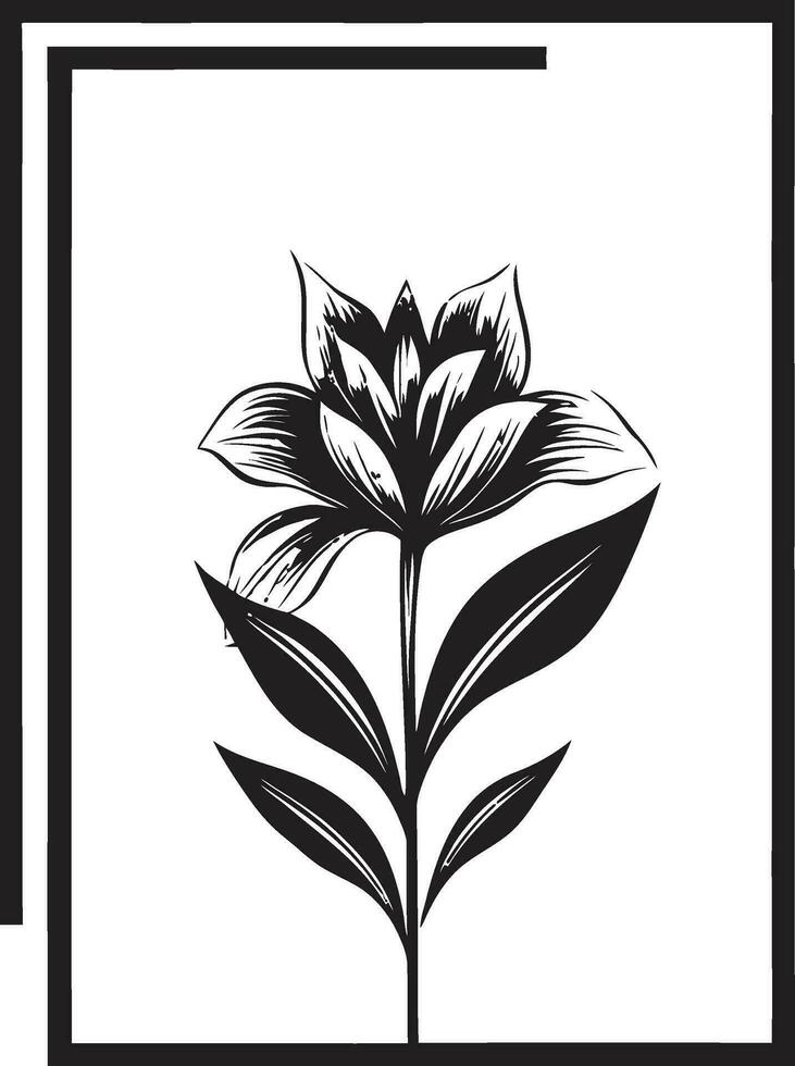 sencillo floral composición pulcro negro icónico diseño pulcro hecho a mano giro minimalista vector emblema