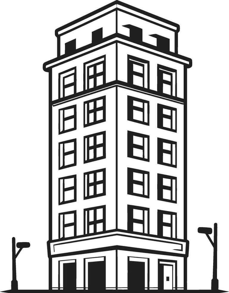 Urban Essence Visions Multifloral Urban Building Vector Icon Metropolitan Marvel Skylines Multifloor Cityscape Vector Emblem