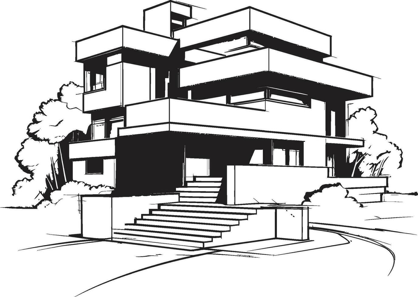 triple elevación villa emblemático vector de arquitectónico grandeza tríptico majestad icono de tri nivel opulencia en vector diseño