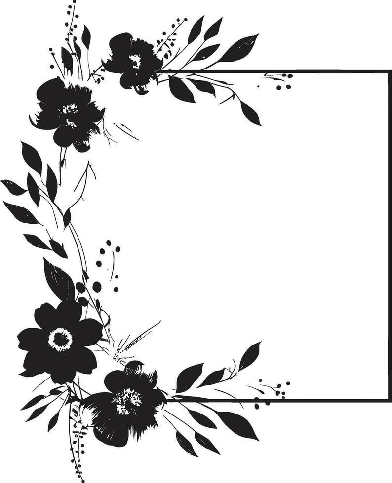 Minimalistic Floral Abstraction Iconic Black Design Sleek Handcrafted Blooms Minimalist Emblem vector