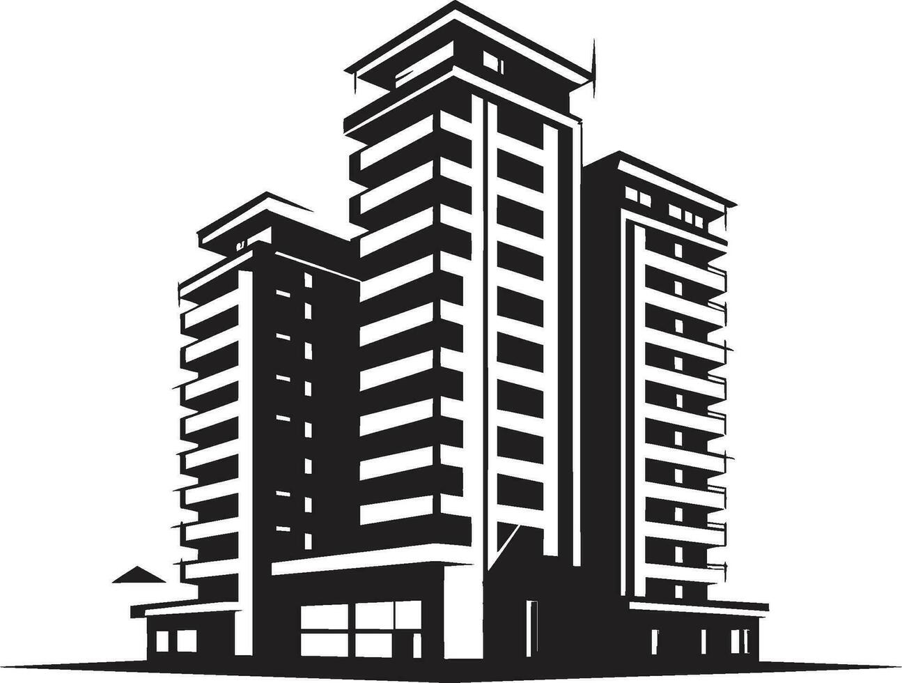 Urban Matrix Multifloor Cityscape Vector Logo Cityscape Dream Multifloral Building in Vector Icon